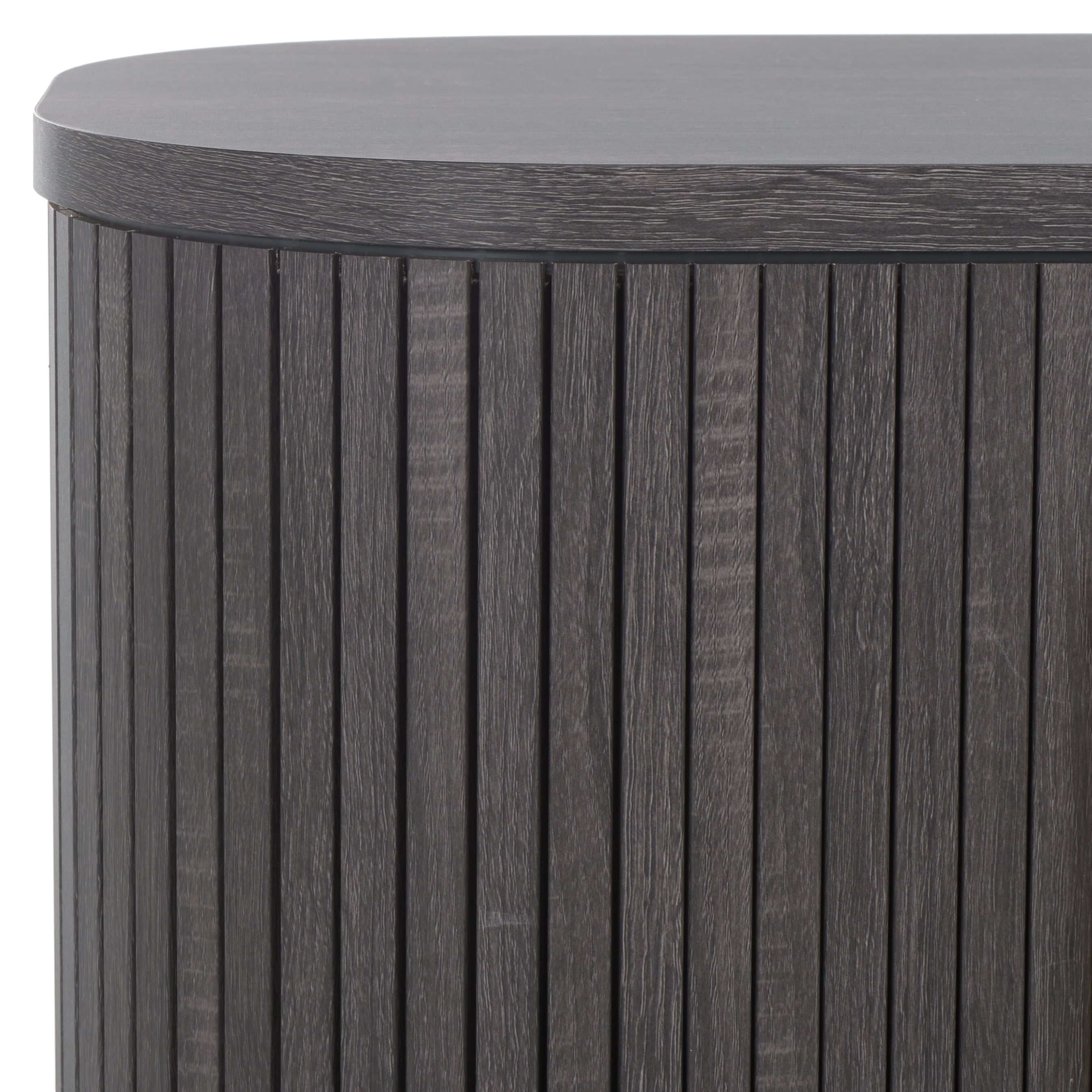 SAFAVIEH Tealla Contemporary Tambour Door Nightstand,Distressed Black/Gold