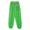 thumbnail image 4 of TiaoBug Womens Belly Dance Pants Side Split Sequins Yoga Bloomers Pants Hippie Jogger Trousers Green One Size, 4 of 7
