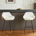 thumbnail image 3 of Miekor Furniture 26" Modern Counter Height Bar Stools Set of 2, Mid Century Leather Upholstered Accent Arm Bar Stools, Leisure Side Chair with Metal Legs for Kitchen&Dining Room BS9082, 3 of 6