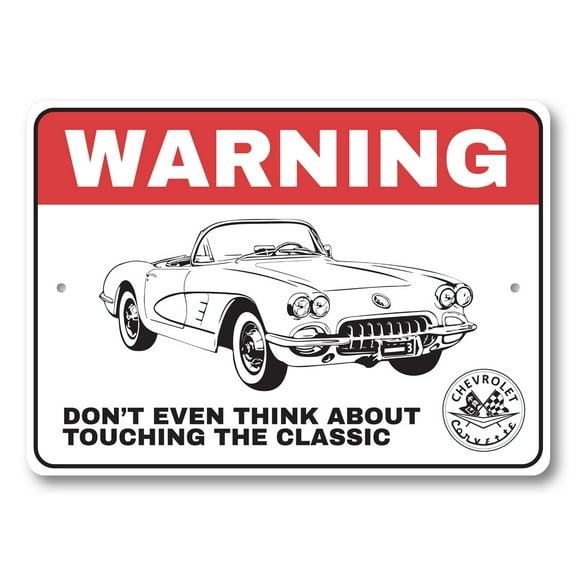 Chevy Corvette Warning Don't Touch The Classic Aluminum Metal Decor Sign - 4x18 inches