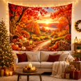 thumbnail image 3 of Autumn Path Through Vibrant Foliage Toward a Lake, Cozy Rustic for Nature Lovers, Harvest Art Decor, Thanksgiving Gift Tapestry Wall Hanging for Living Room and Bedroom, 3 of 7