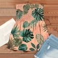 thumbnail image 4 of OIOLOYJM Womens Tube Top Spring Bandeau Strapless Palm Tree Peplum Top Backless Travel Ruffle Trendy Shirts Pink M, 4 of 4