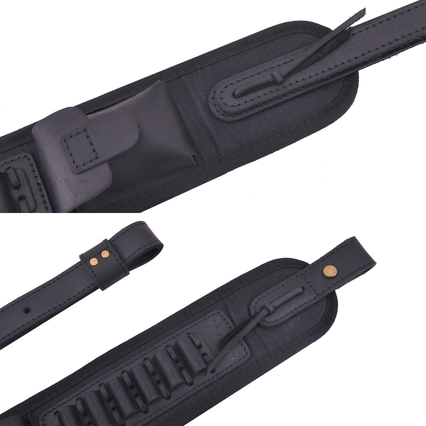 Hunting Leather Canvas Rifle Sling Gun Ammo Holder Slots Strap for .30/30 .357 .38