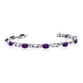 thumbnail image 1 of 10K White Gold Oval Amethyst Reef Knot Bracelet, 1 of 3