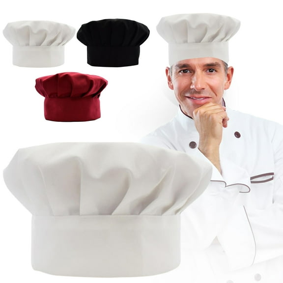 Adjustable Chef Hat for Adults - Breathable Cotton Kitchen Cooking Cap with Elastic Band, Baker & Restaurant Worker Head Cover for Hair Protection Clearance