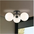 thumbnail image 2 of Monteaux Lighting 17.63 in. 3-Light Black Flush Mount Ceiling Light with Opal Glass Globe Shades, 2 of 10