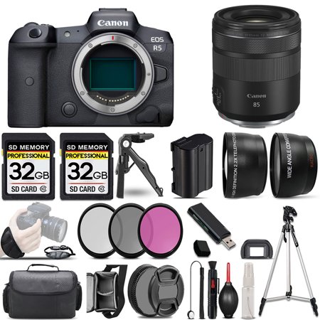 Canon EOS R5 Mirrorless Camera +85mm f/2 Macro IS STM Lens +3 PC Filter +64GB