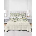 thumbnail image 3 of Eucalyptus Leaves Summer Quilt Set Full Size,Soft Quilted Bedding Set with 2 Pillow Shams,Watercolor Weeping Teal Botanical Vintage Lightweight All Season Bedspread Coverlet for Bedroom 78"x90", 3 of 6