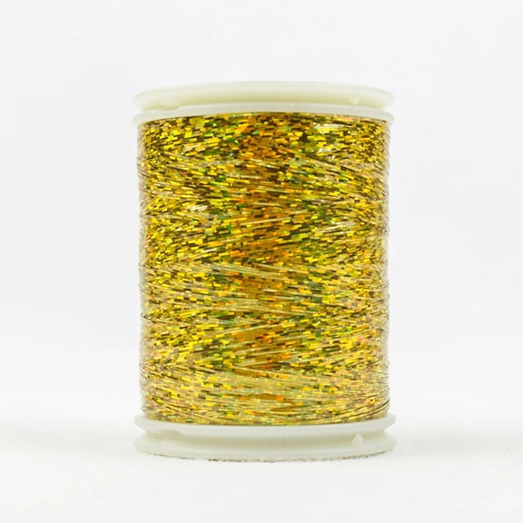 Hologram Flat Slitted Polyester Thread - Gold - 300m