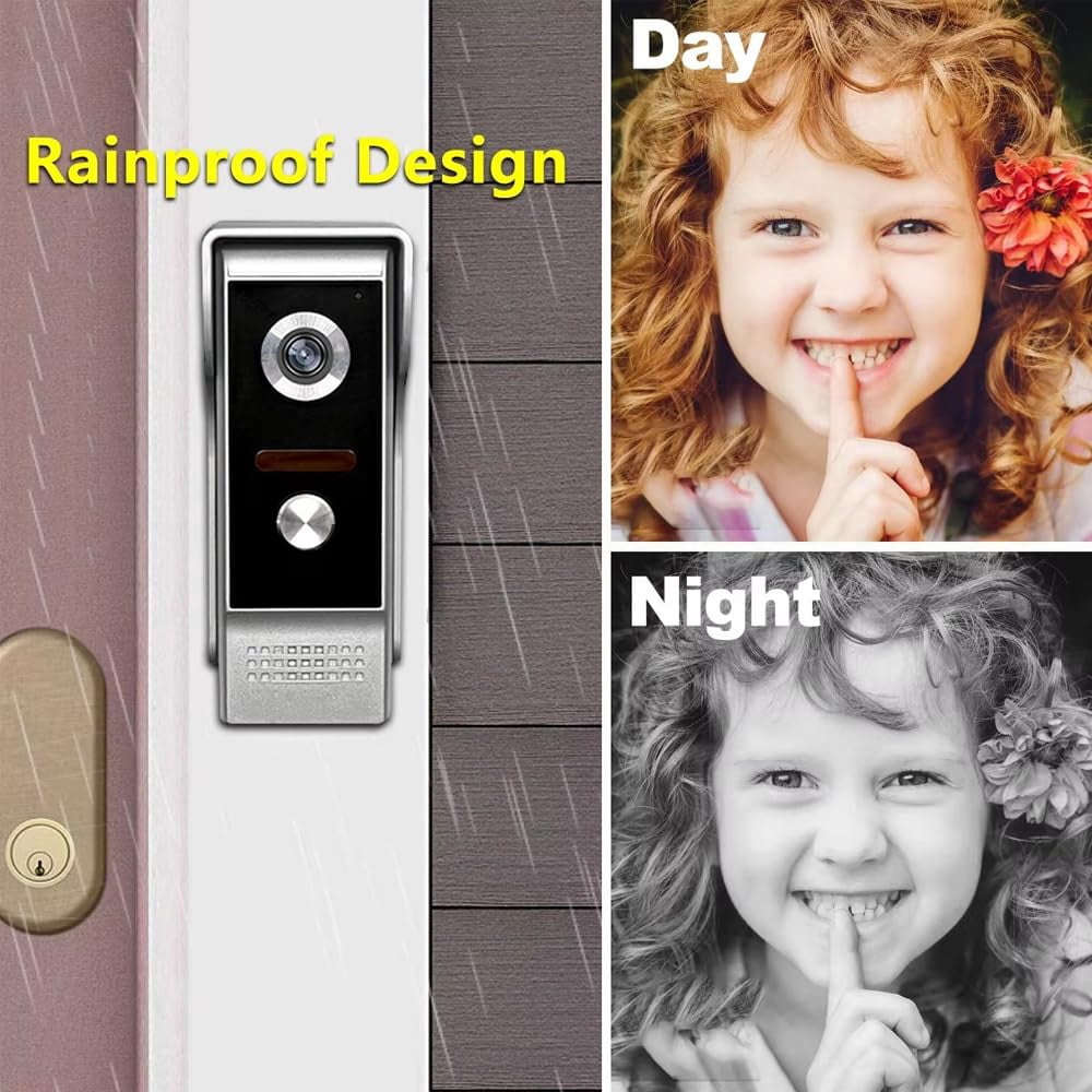 Wired Video Intercom System, 4.3 Inch Monitor, HD Camera, Night Vision, Dual-Way Intercom, Kits for Villa, Apartment, Home, Office