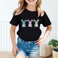 thumbnail image 2 of Baby Girl Summer Clothes Kids Girls Summer Rabbit Print T Shirt Child Cute Easter Short Sleeve Tee Top Boys T Shirts Black 3 Years-4 Years, 2 of 4