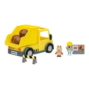 Bluey Dump Truck Play Vehicle with Exclusive Hard-Hat Bluey and Muddy Bingo, Toys for Kids 3-6 Years