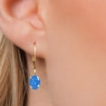 thumbnail image 3 of Gem Stone King 14K Yellow Gold Fancy Blue Zirconia Earrings for Women | 2.42 Cttw | Gemstone Birthstone | Oval 8X6MM, 3 of 6