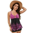 thumbnail image 4 of GEWSEY Women Tankini Top Only Flowy Swim Tops V Neck Bathing Suit Top Purple, 3XL, 4 of 9