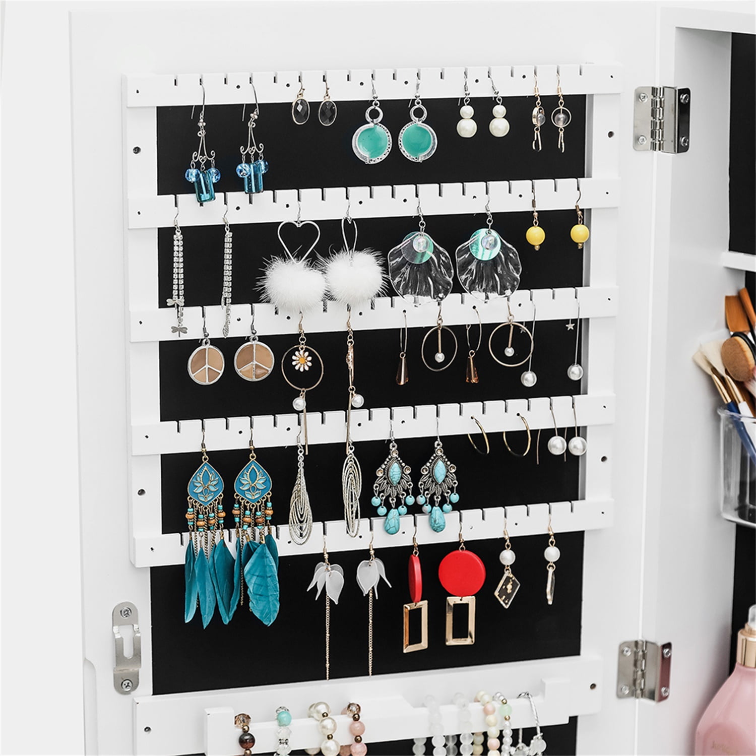 Kadyn Jewelry Cabinet, Mirrored Jewelry Organizer Storage Box, Makeup Organizer for Women, Jewelry Holder, White Kadyn Jewelry Cabinet, Mirrored Jewelry Organizer Storage Box, Makeup Organizer for Women, Jewelry Holder, White