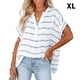 thumbnail image 5 of Sonducket Camisa holgada de manga corta a rayas con cuello en V para mujer. Camisa holgada de manga corta a rayas con cuello en V para Prendas para la parte del cuerpo blanco, raya XL, 5 of 6