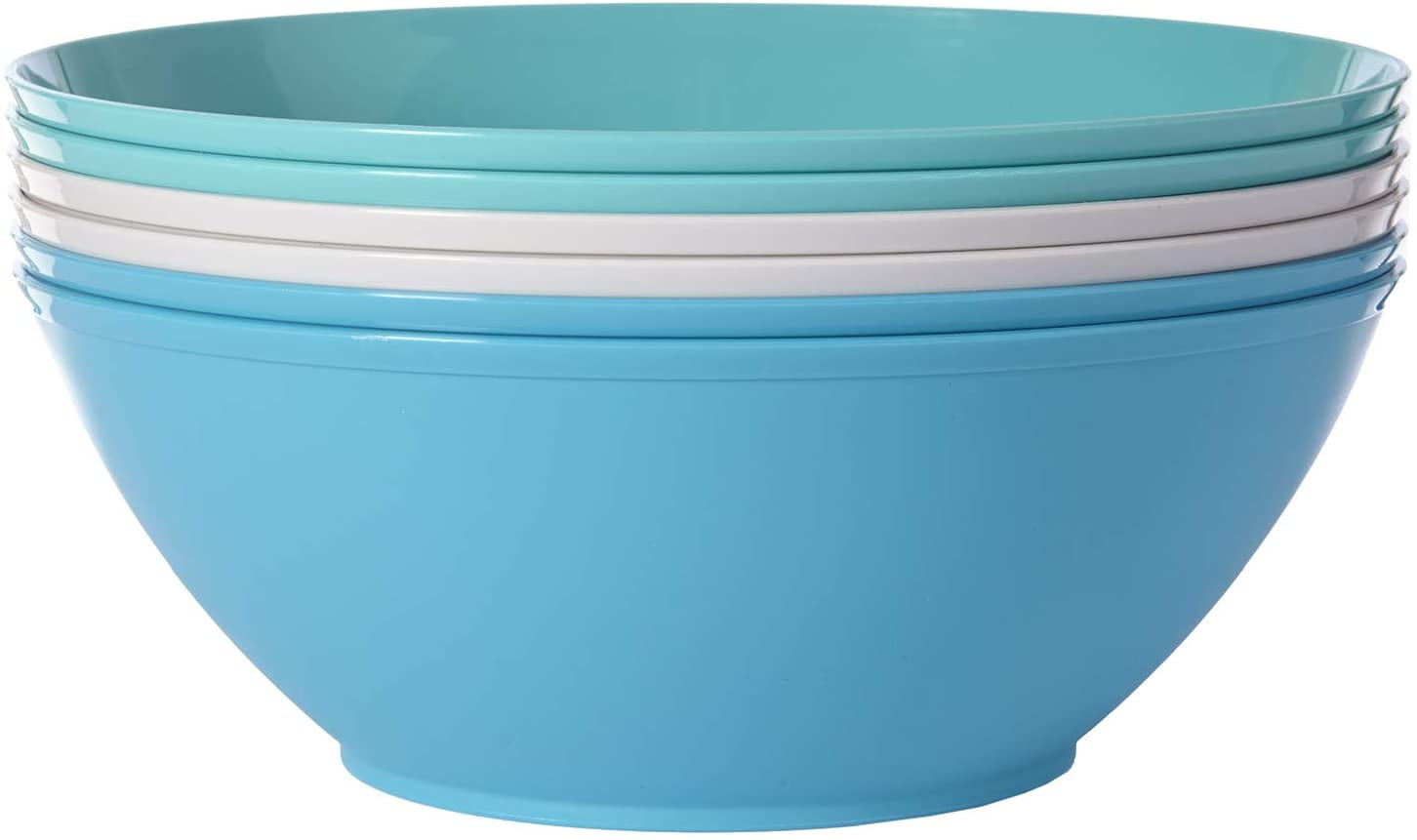 Fresco 10inch Plastic Mixing and Serving Bowls set of 6 in 3 Coastal