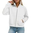 thumbnail image 2 of Fleece Lined Zip Up Sweatshirts for Women 2025 Fall Winter Long Sleeve Collared Basic Jacket Sweatshirt with Pockets, 2 of 6