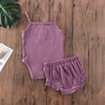 thumbnail image 7 of Qiylii 2 Pcs Baby Girl Knitted Outfit Set, Sleeveless Suspenders Jumpsuit+Shorts, 7 of 7