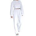 thumbnail image 2 of wycnly Lounge Set for Women Womens 2 Piece Outfits Casual Solid Cropped Pullover Tops and Elastic Waist Long Pant Sets Ladies Girl Pajama Sets Homewear Loungewear Sets Under $10, 2 of 7
