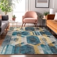 thumbnail image 7 of Addison Rugs Mayfield Premium Machine Washable Transitional Geometric Teal Rectangle Rug, 10' X 14' Machine Washable Transitional Geometric Teal Oversized Sherpa Throw Blanket, 7 of 7