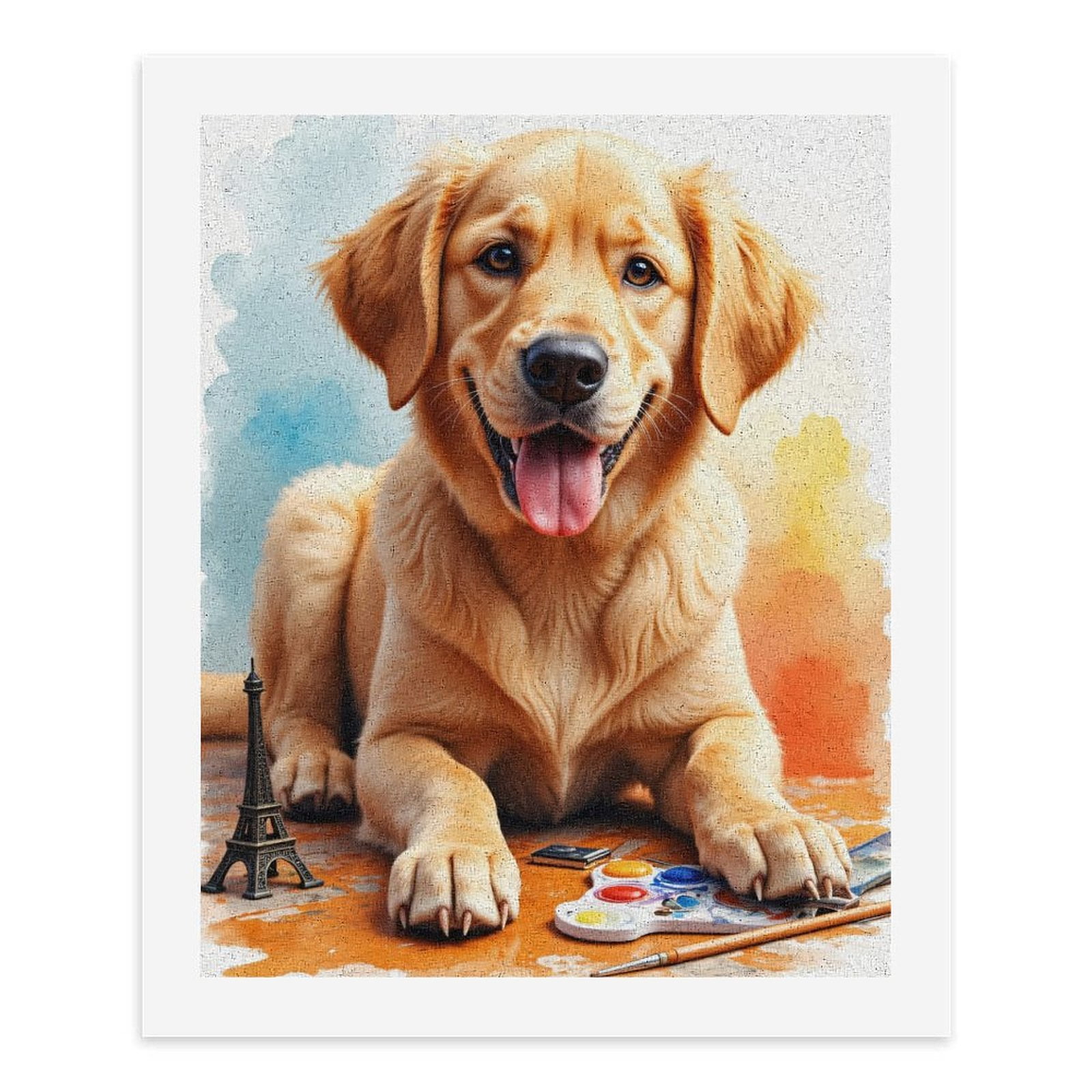 Paint By Numbers Kit for Adults Beginner - Golden Retriever Art Palette Tower DIY Canvas Painting Kits for Adults, Frameless Paint By Number for Adults for Home Wall Decor 16x20 Inch