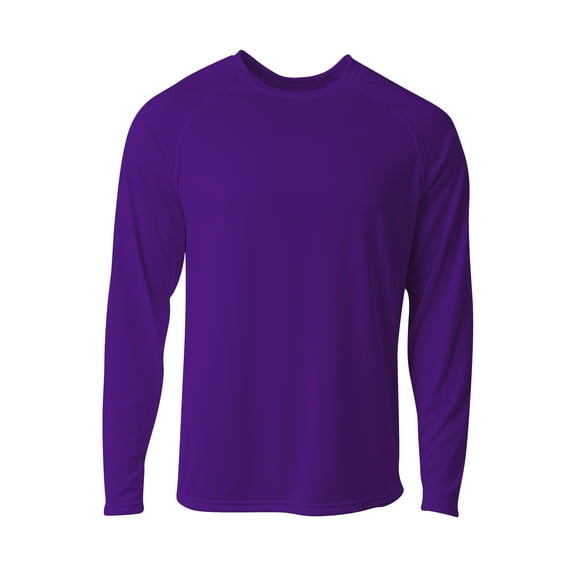 A4 SureColor Long Sleeve Cationic Tee Stain Release and Odor Resistant for Easy Care For Boys Color Purple Size L