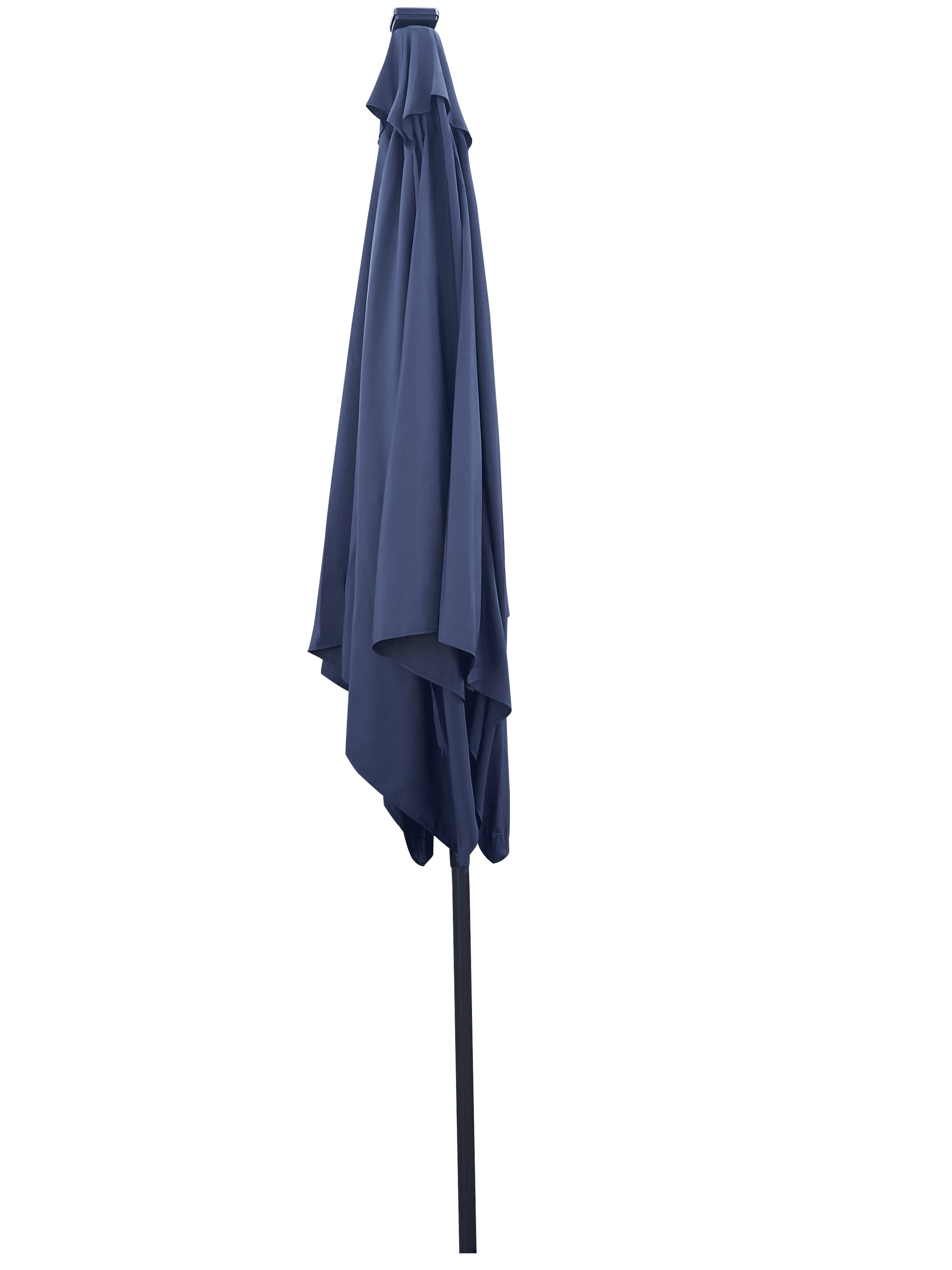 2.5x2.5M Square Outdoor Patio Umbrella, Solar LED Lighted Sun Shade Canopy with 8 Ribs & Crank Base, Navy Blue
