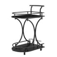 thumbnail image 5 of Black 2-Tier Bar Cart,Slide Bar Serving Cart,Retro Style Wine Cart for Kitchen,Beverage Cart with Wine Rack and Glass Holder,Rolling Drink Trolley for Living Room,Dining Room,Black Metal & Wood, 5 of 9