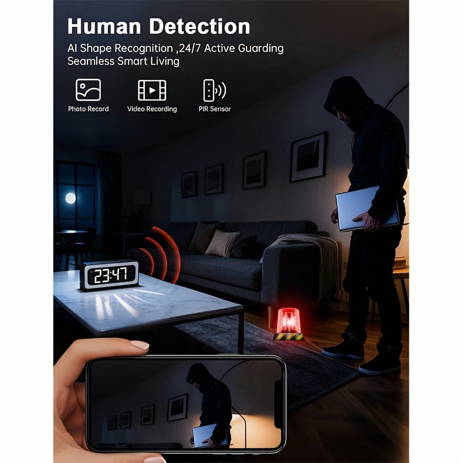 2K WiFi Clock Camera for Home, 5G&2.4Ghz Wireless Indoor Security Nanny Cam for Baby Monitor, Dog Camera with Motion Detection, Full Color Night Vision, Two-Way Talk