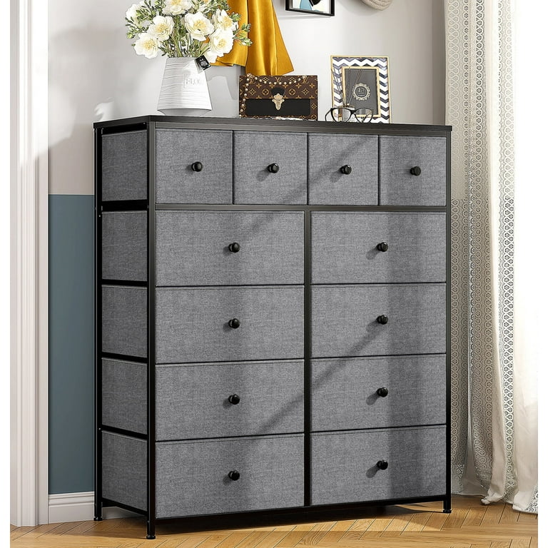 EnHomee Long Upright 12 Drawer Dresser Sturdy Furniture for Adults Bedroom Office Gray Walmart