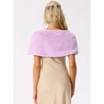 thumbnail image 4 of DARING DIVA Women's Faux Fur Shawl Bowknot Ribbon Bridal Wrap Stole Shrug XS Light Purple, 4 of 6