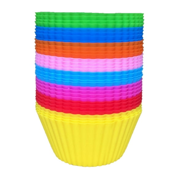 HEVIRGO 6/12/24Pcs Silicone Muffin Molds Cupcake Dessert Baking Pans Liners Cups Tool