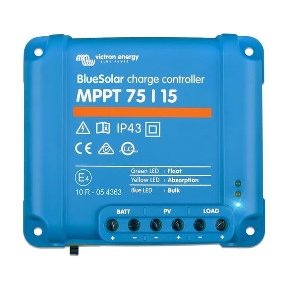 Victron Energy BlueSolar MPPT Solar Charge Controller - Charge Controllers for Solar Panels - 75V, 15 amp, 12/24-Volt