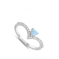 thumbnail image 4 of CHOOSE YOUR COLOR Clear CZ Blue Simulated Opal Heart Chevron Ring .925 Sterling Silver Band White Female Size 8, 4 of 4