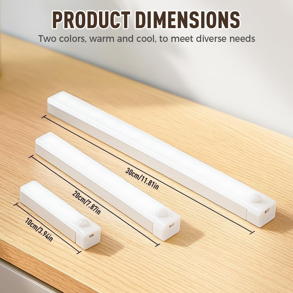 YEPOLERCE Smart Sensor Magnetic Rechargeable LED Lights, Motion Activated Wireless Closet Lights with USB Charging, Punch-Free Stick-On Lights for Kitchen Cabinet Wardrobe Stairs