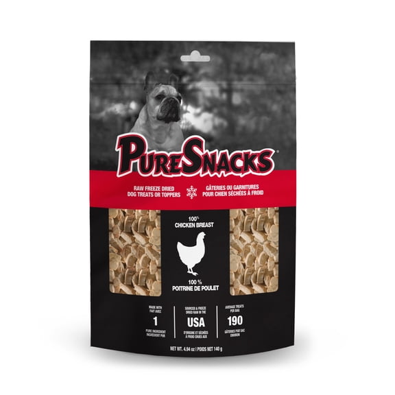 PureSnacks Chicken Freeze Dried Dog Treats, 1 Ingredient, 4.94oz