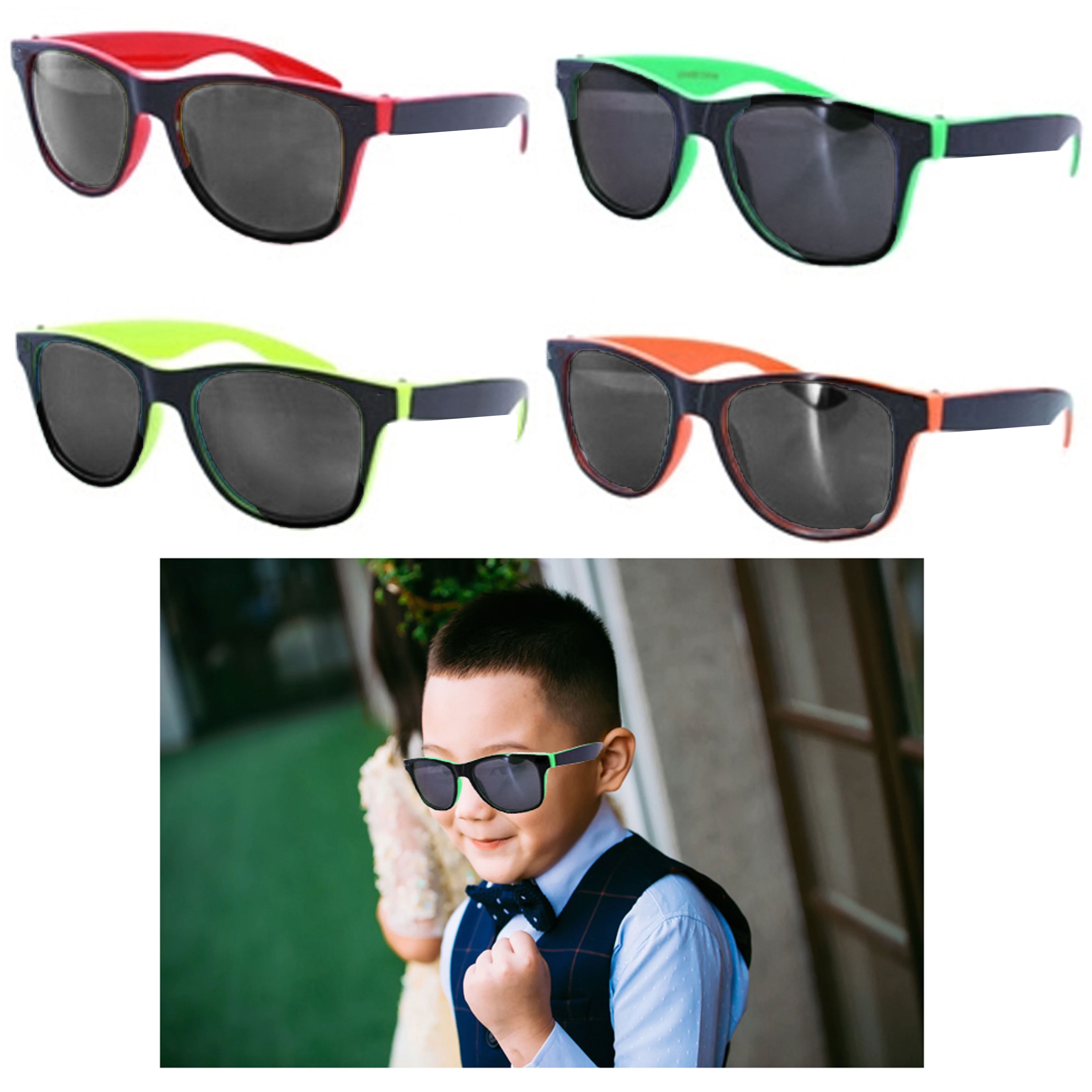 Youth Horned Rim Sunglasses Solid Color Frames with Temple Accents! 