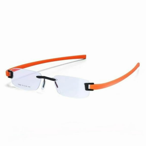 RSINC Rimless frame/eyeglass/Spectacle, Optical, Prescription, For Men And Women, Modern, Unisex, Business, Collage, Fashion, School, Ladies, Sports Tag Black Orange 5069-51-18-140 TAG A5