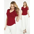 thumbnail image 2 of SSLR V Neck T Shirts for Women Short Sleeve tshirts Summer Tops Ribbed Tee Shirts, 2 of 7