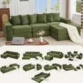 thumbnail image 5 of SOULART 102.00" Cloud Couch, Green Sectional Sofa, Convertible Floor Sleeper Sofa for Living Room, No Assembly Required with 6 Pillows, 5 of 13