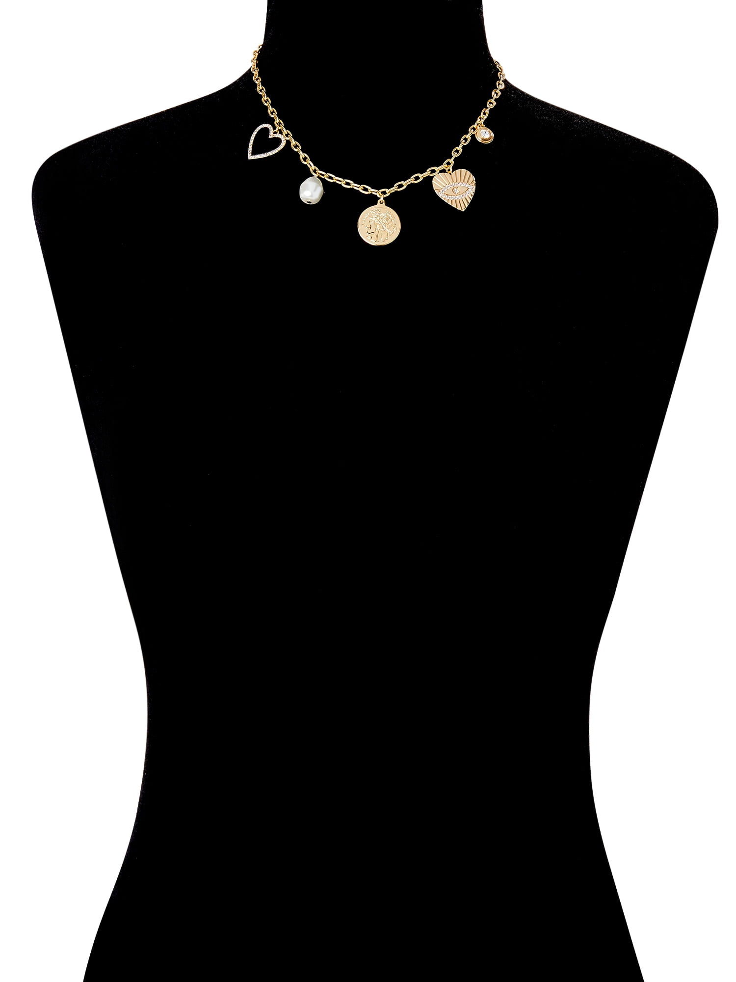 Scoop Womens Brass 14KT Gold Flash Plated Charm Necklace