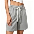 thumbnail image 7 of Feancey Womens Lounge Pajama Shorts Waffle Knit Loose Wide Leg Shorts Drawstring Elastic Waist Sleep Short Pants Summer Shorts Gray M, 7 of 7