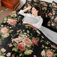thumbnail image 4 of Erosebridal Chic Flower Twin Bedding Sets for Female, Black Bedding Comforter Set, Black Reversible, 7-Piece, 4 of 5