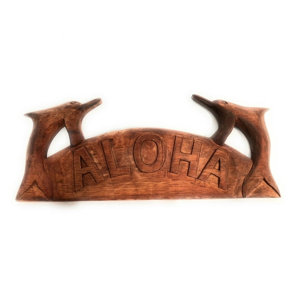 Aloha Sign w/ Carved Dolphins 12" - Tropical Decor | #bds1200840