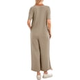 thumbnail image 4 of Summer Women Short Sleeve Button Down Casual Loose Wide Leg One Piece Jumpsuit, 4 of 6
