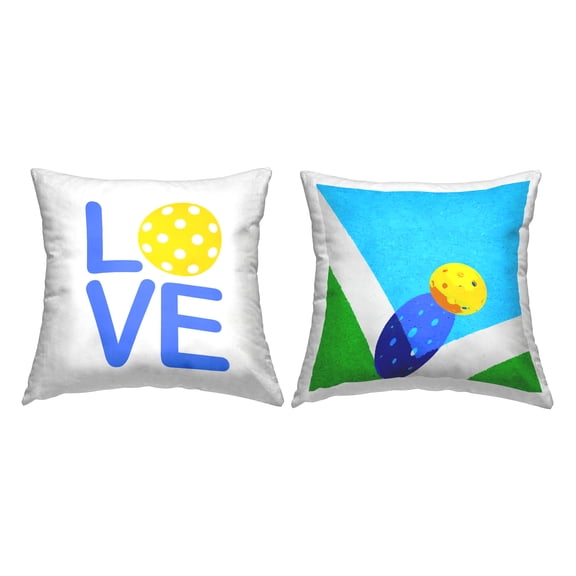Stupell Industries Love Wiffle Ball Modern Sports Square Decorative Printed Throw Pillow, 18 x 18, Set of 2