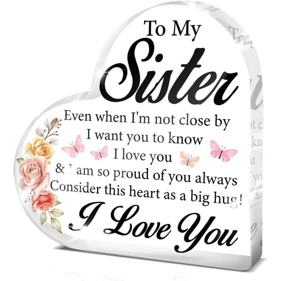 Sister Gifts From Sisters Brother, Sister Clear Acrylic Sign Keepsake Gifts for Birthday Christmas Graduation 4x4 Inch