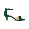 thumbnail image 3 of BLISSFUL STEP Women's Strappy Open Toe Kitten Ankle Heels Sandals Green 10, 3 of 7