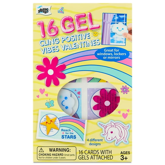 Positive Vibes Gel Cling, 16 Classroom Exchange Cards